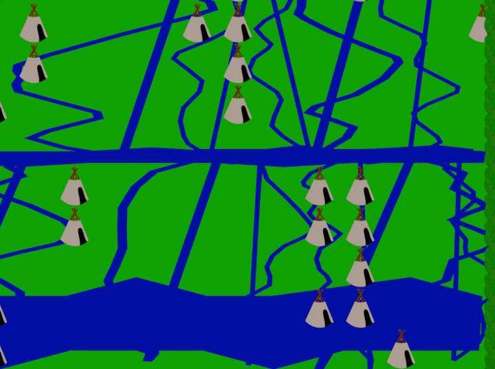 Image: Broken rendering of map view, with many rivers drawn on top of each other